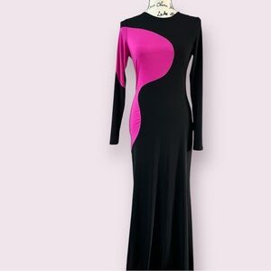 Topshop Bodycon back cut out mod maxi dress Ladies size 4-6 small Black Pink